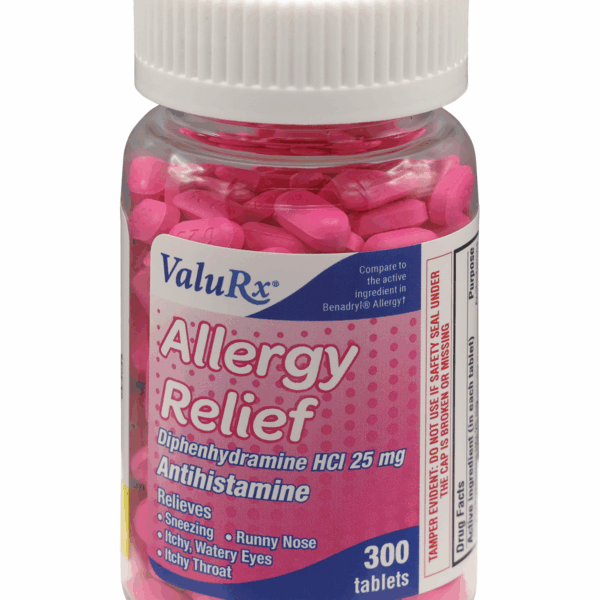 ValuRx Ultratab Antihistamine Diphenhydramine 25mg Allergy Tablets - 300 Count